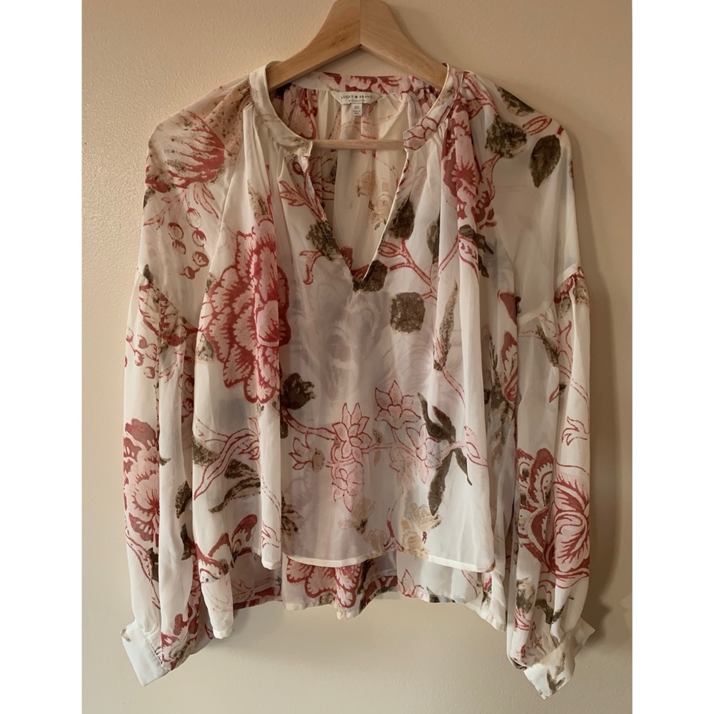 Lucky Brand • XS • Long Sleeve Chiffon Floral Boho Blouse